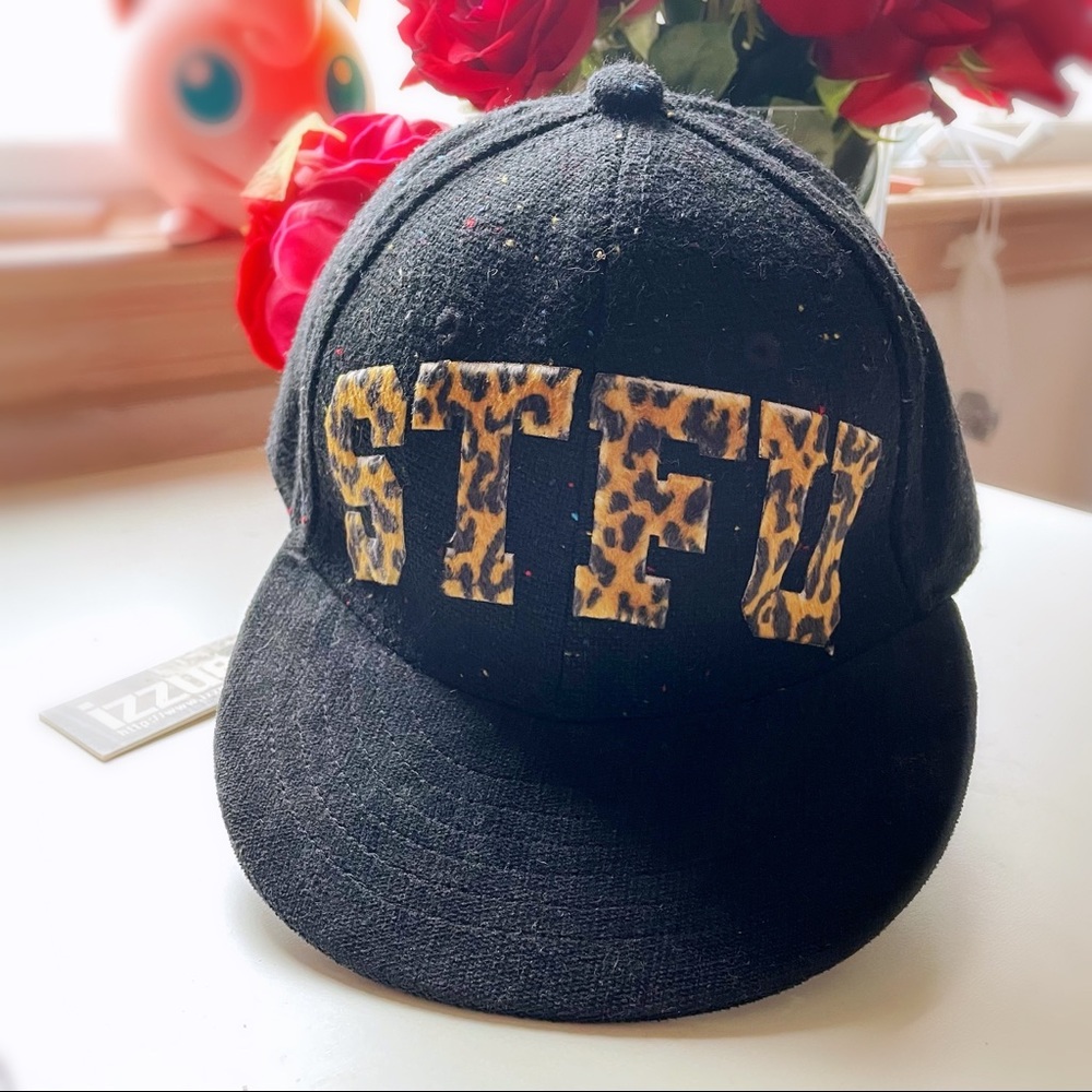 🐆 NWT IZZUE Baseball Hat STFU Leopard Black Small